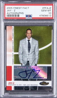 2005 Finest Fact #FFAJZ Jay-Z Signed Card (#8/30) - PSA GEM MINT 10